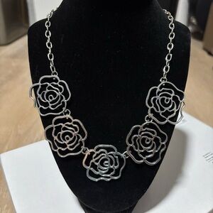 Rose Cut-out style Silver Paparazzi Womens Fashion Necklace